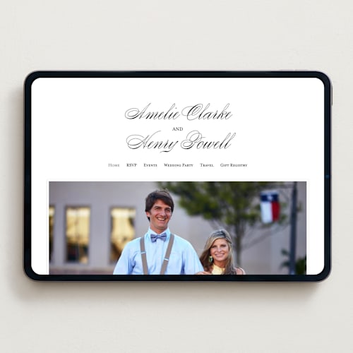 This is a tuxedo wedding websites by Megan Davis called hepburn printing on digital paper in standard