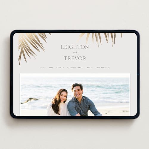 This is a sand wedding websites by Melinda Denison called gilded palm printing on digital paper in standard