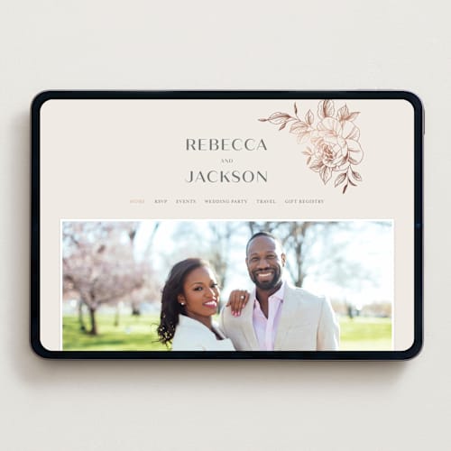 This is a creme wedding websites by Stardust Design Studio called lovely printing on digital paper in standard