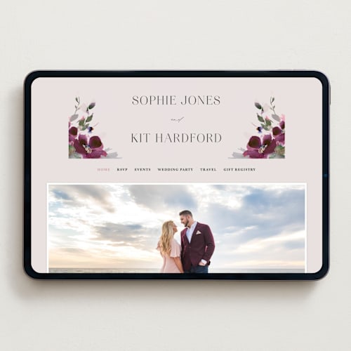 This is a blush wedding websites by Lori Wemple called fleur printing on digital paper in standard