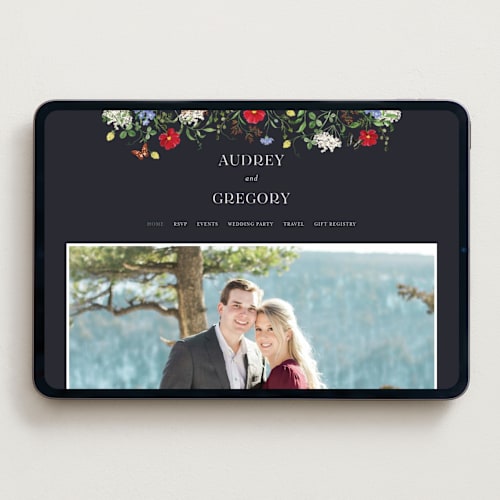 This is a midnight wedding websites by Sarah Knight called wild meadow printing on digital paper in standard