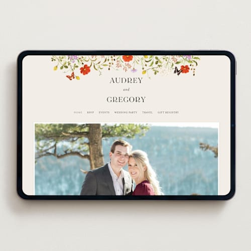 This is a poppy wedding websites by Sarah Knight called wild meadow printing on digital paper in standard