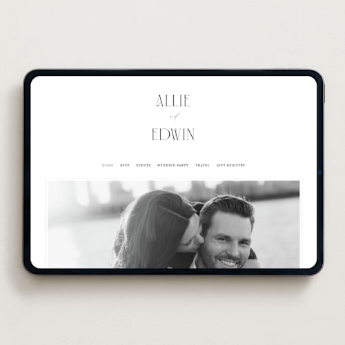 This is a pearl wedding websites by Christie Garcia called everly printing on digital paper in standard