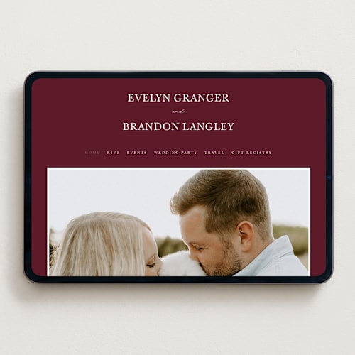 This is a merlot wedding websites by Sarah Brown called vineyard printing on digital paper in standard