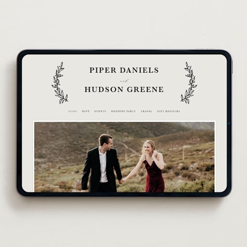 This is a cotton wedding websites by Kate Ahn called leafy wreath printing on digital paper in standard