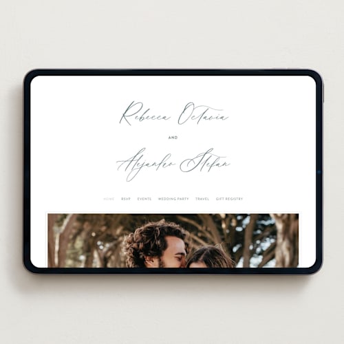 This is a aqua wedding websites by Hooray Creative called tidal wave printing on digital paper in standard