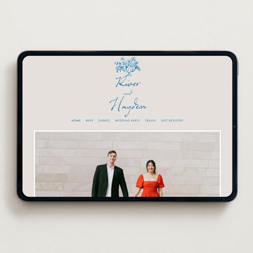 This is a aquatic wedding websites by Cass Loh called tablescape drawing printing on digital paper in standard