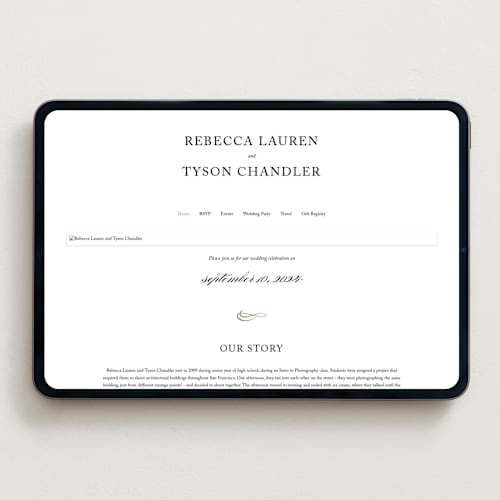 This is a gold wedding websites by Kimberly FitzSimons called eloquence printing on digital paper in standard