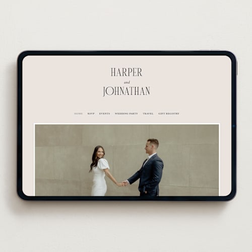 This is a linen wedding websites by Kate Ahn called mirin printing on digital paper in standard