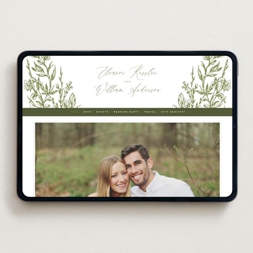 This is a pistachio wedding websites by Grae called eden printing on digital paper in standard