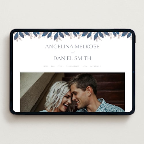 This is a cobalt wedding websites by Jen Owens called bouquet printing on digital paper in standard