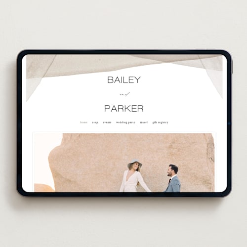 This is a sandstone wedding websites by Kate Ahn called gossamer printing on digital paper in standard