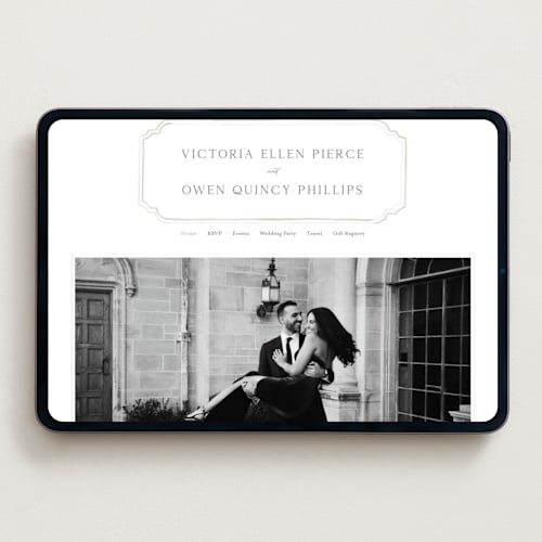 This is a mist wedding websites by Everett Paper Goods called wistful printing on digital paper in standard