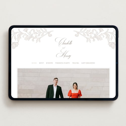 This is a natural wedding websites by BR Designs called vintage flourishes printing on digital paper in standard