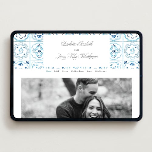 This is a cerrulean wedding websites by Itsy Belle Studio called almafi printing on digital paper in standard