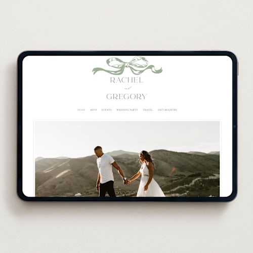 This is a mint wedding websites by Teju Reval called big bow printing on digital paper in standard
