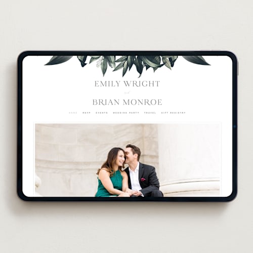 This is a sage wedding websites by GeekInk Design called vintage botanicals printing on digital paper in standard