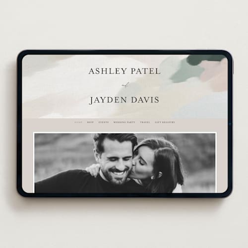 This is a forest wedding websites by Melanie Severin called vista printing on digital paper in standard