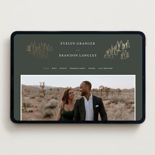 This is a hunter wedding websites by Sarah Brown called peaks printing on digital paper in standard
