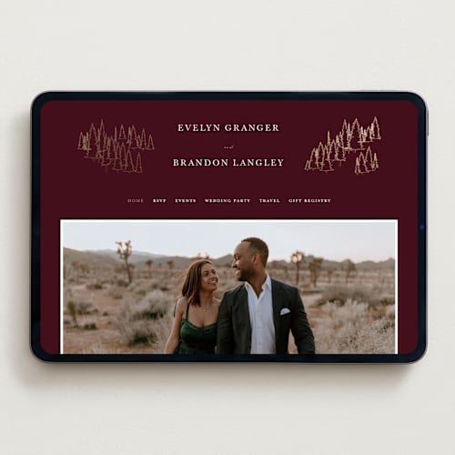 This is a merlot wedding websites by Sarah Brown called peaks printing on digital paper in standard