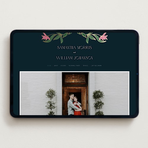 This is a midnight garden wedding websites by Simona Camp called gilded tapestry printing on digital paper in standard