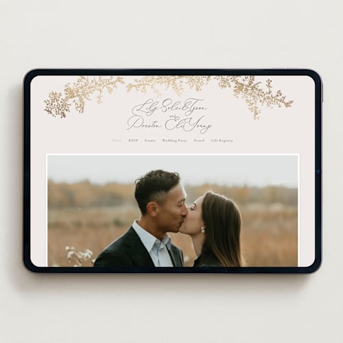 This is a luxe neutral wedding websites by Design Lotus called forever and a day printing on digital paper in standard