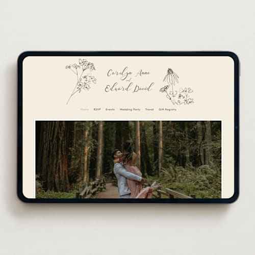 This is a sandpaper wedding websites by Baumbirdy called sketched florals printing on digital paper in standard