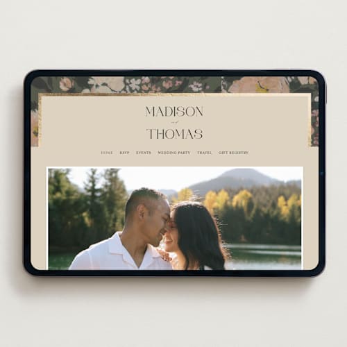 This is a thyme wedding websites by Itsy Belle Studio called madison printing on digital paper in standard