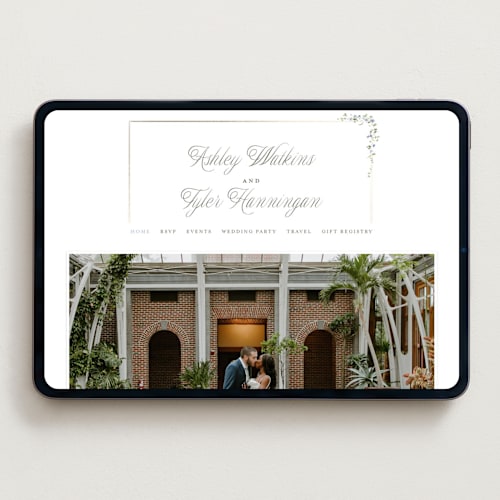 This is a bluebell wedding websites by Everett Paper Goods called flowering vine printing on digital paper in standard