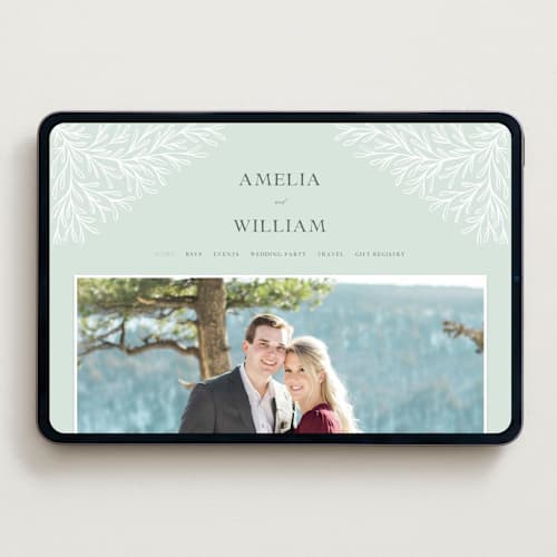 This is a sage wedding websites by Kristen Knechtel called fairy forest printing on digital paper in standard