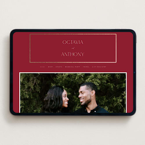 This is a ruby wedding websites by Nicole Walsh called regal printing on digital paper in standard