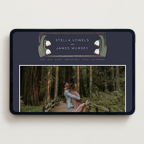 This is a navy wedding websites by Shiny Penny Studio called deco spring florals printing on digital paper in standard