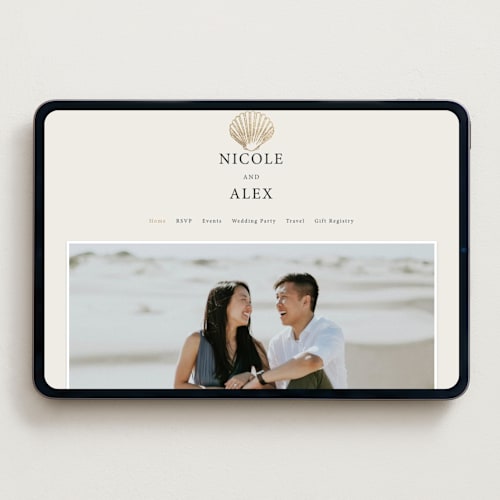 This is a sand wedding websites by Hannah Bowman called simple seashell printing on digital paper in standard
