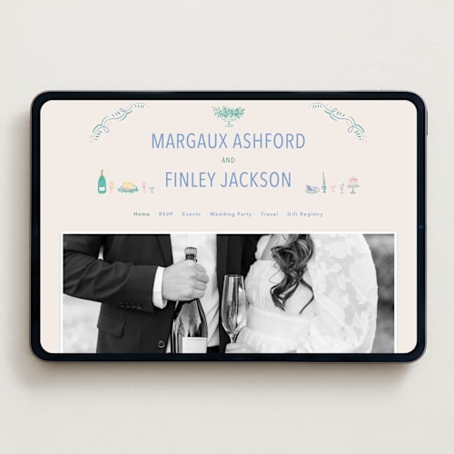 This is a pastel wedding websites by Elly called dining printing on digital paper in standard