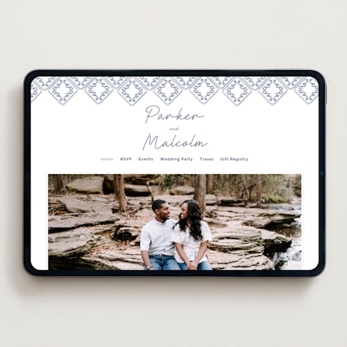 This is a cerulean wedding websites by Zani van Zyl called santorini printing on digital paper in standard