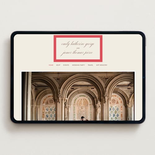 This is a berry wedding websites by Megan Davis called montauk printing on digital paper in standard