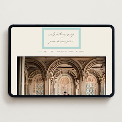 This is a haint blue wedding websites by Megan Davis called montauk printing on digital paper in standard