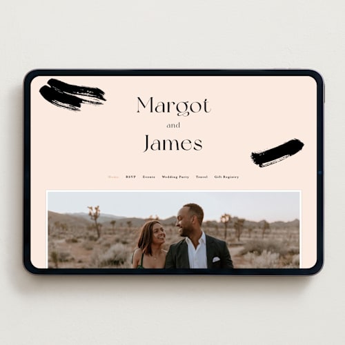 This is a blush wedding websites by Hudson meet Rose called soho printing on digital paper in standard