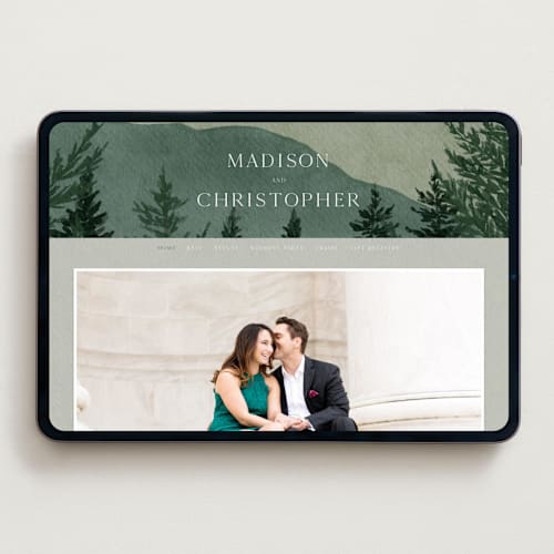 This is a jade wedding websites by Elly called the forest printing on digital paper in standard