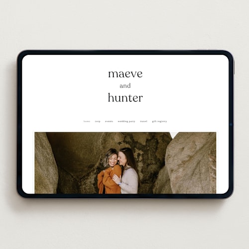 This is a charcoal wedding websites by Blustery August called memo printing on digital paper in standard
