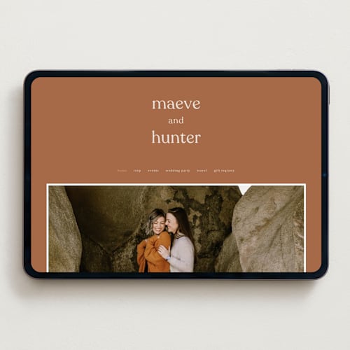 This is a terracotta wedding websites by Blustery August called memo printing on digital paper in standard