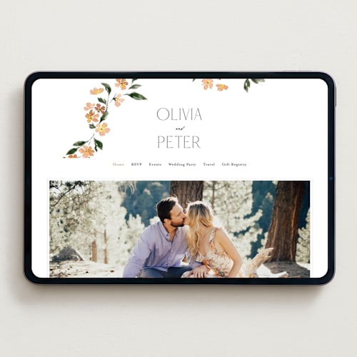 This is a terracotta wedding websites by Itsy Belle Studio called sweeping vine printing on digital paper in standard