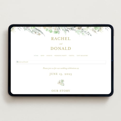 This is a greenery wedding websites by Phrosné Barwood called floral arch printing on digital paper in standard