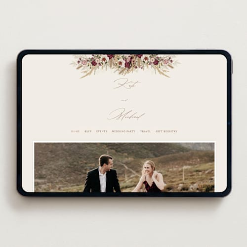 This is a cabernet wedding websites by Erin Deegan called dried floral wreath printing on digital paper in standard