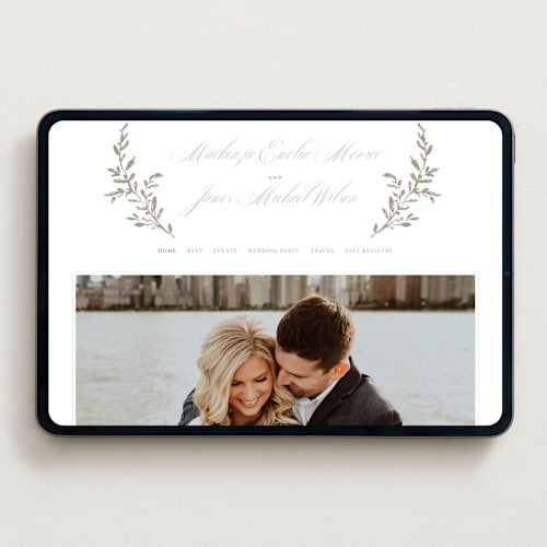 This is a chantilly wedding websites by Wildfield Paper Co called romantic wreath printing on digital paper in standard