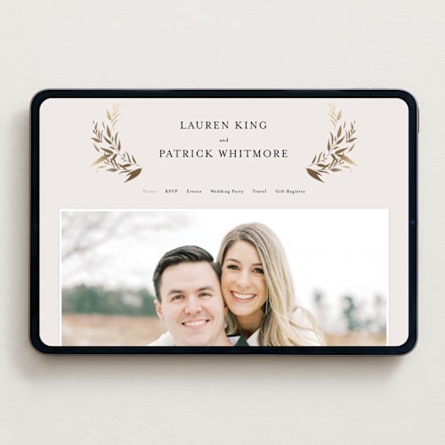 This is a porcelain wedding websites by Jennifer Postorino called natural monogram printing on digital paper in standard