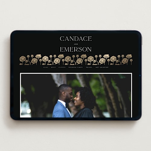 This is a onyx wedding websites by Ana de Sousa called nouveau flowers printing on digital paper in standard