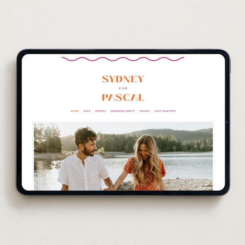 This is a fuchsia wedding websites by Olivia Raufman called tanti baci printing on digital paper in standard