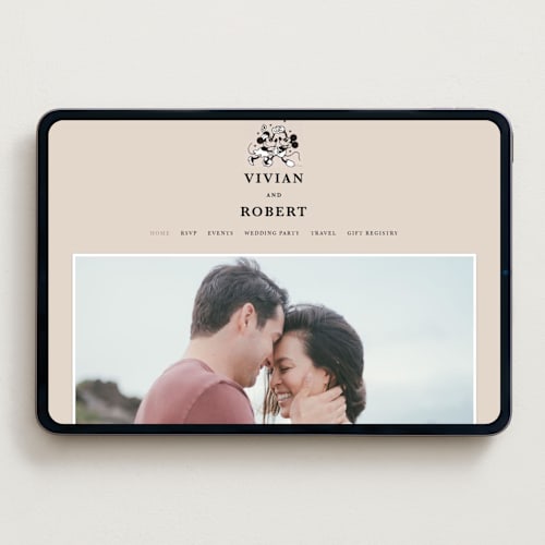 This is a retro wedding websites by Sumak Studio called disney's retro mickey mouse and minnie mouse printing on digital paper in standard