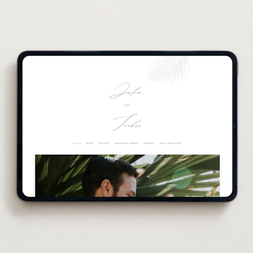 This is a stone wedding websites by Lauren Chism called faded palm printing on digital paper in standard